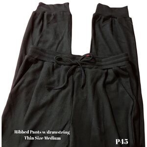 Ribbed Pants, Black, Size Medium